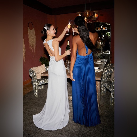 Lulus - Everlasting Promise White Notched Backless Mermaid Maxi Dress - Large - Picture 6 of 6